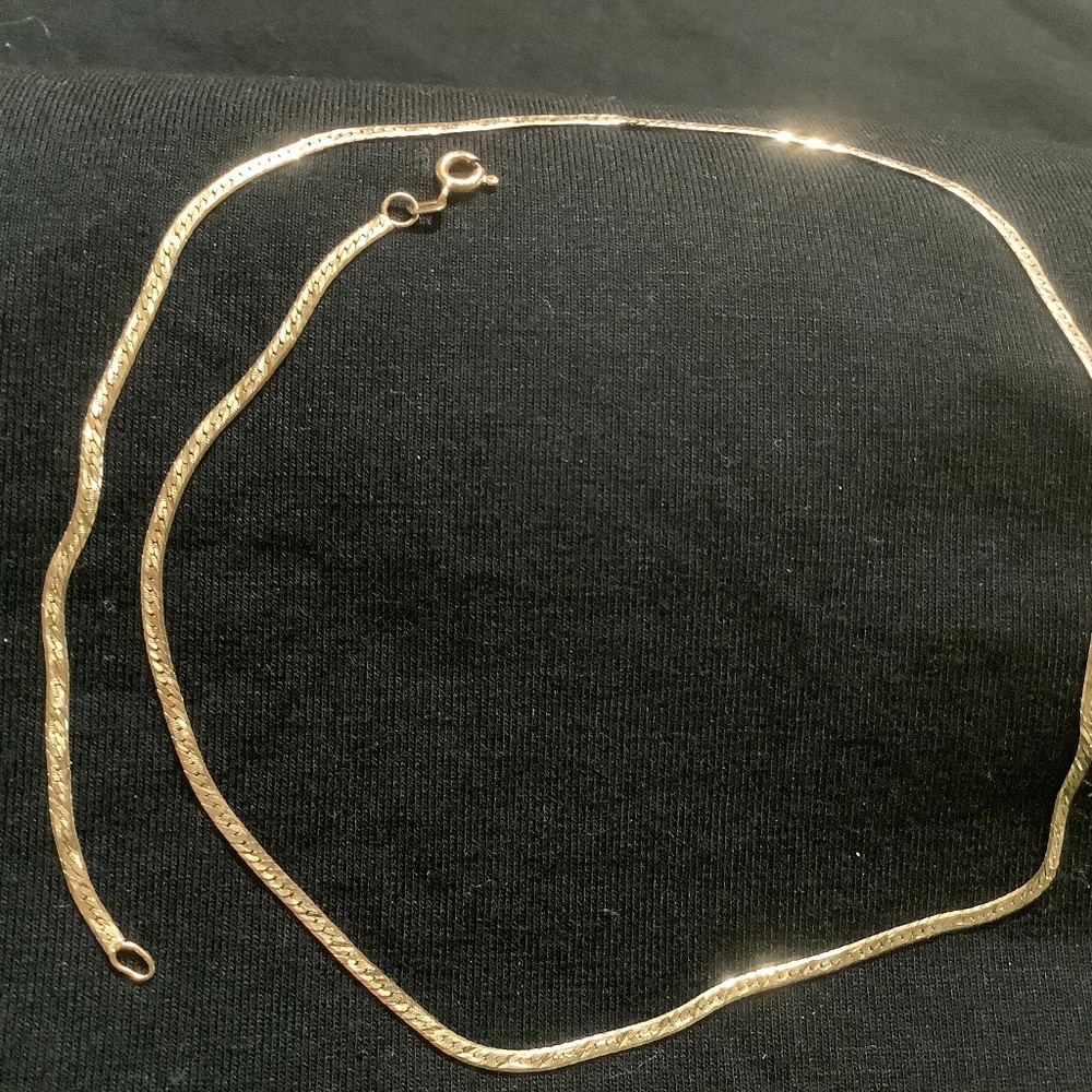14 k solid gold herringbone necklace 16 in 2mm